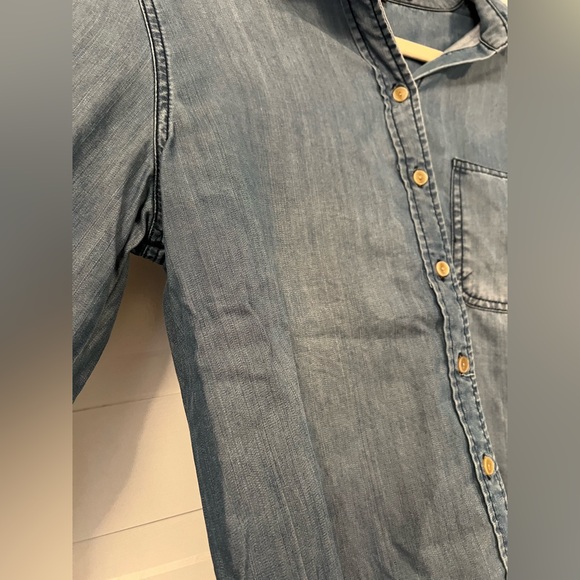 Velvet Heart Tencel Button 3/4 Cuff Sleeve Chambray Denim Small - Picture 2 of 4